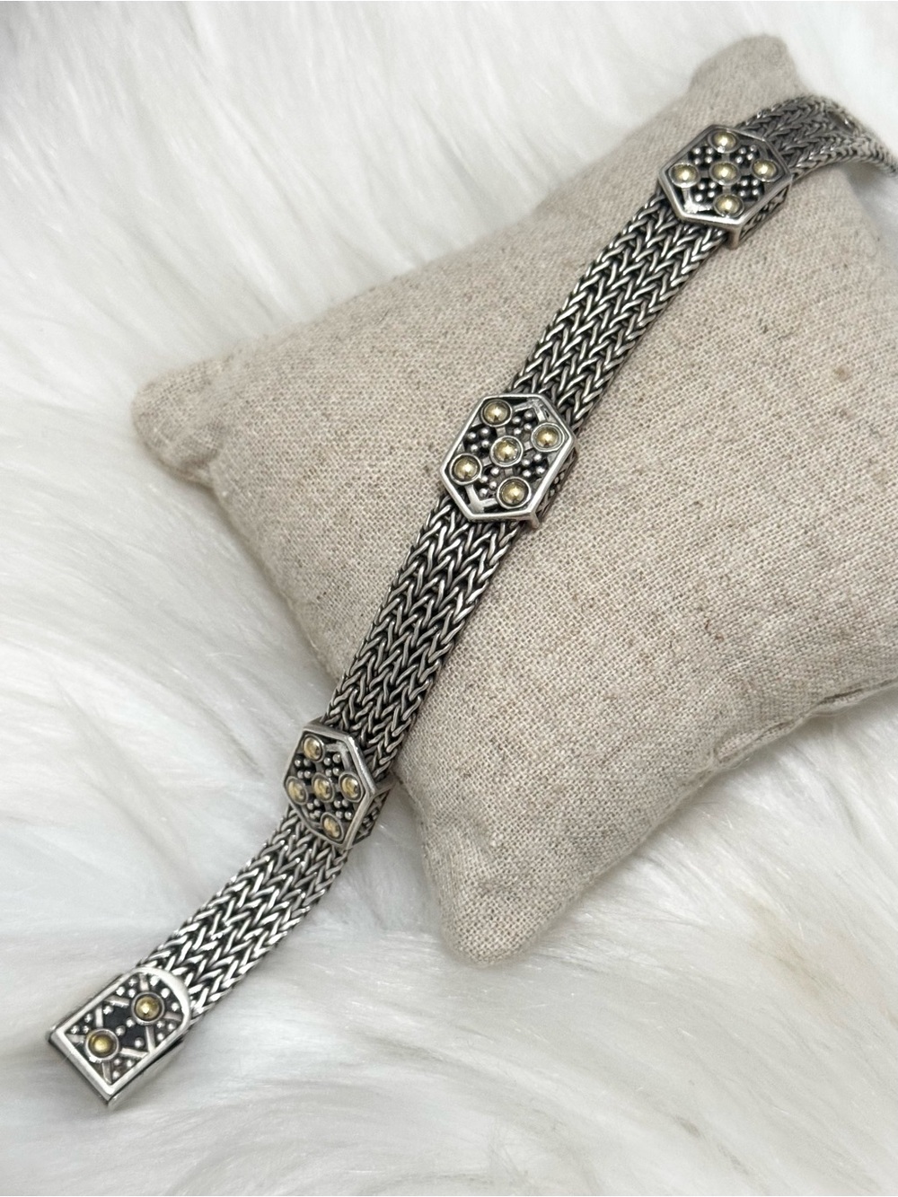 John Hardy 925 18K Gold Dot Jaisalmer Watchband Belt Bracelet